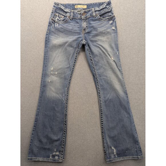 BKE Culture Jeans Womens 30x33.5 Distressed Bootcut Contrast Stitching Pockets - Picture 1 of 16